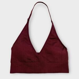PINK Victoria’s Secret Maroon Ribbed Halter Bralette Size Small